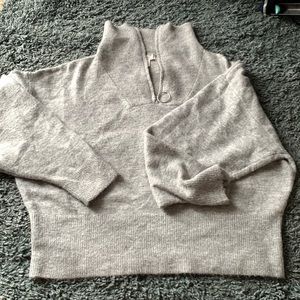 Partial zip heather grey sweater